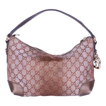 Gucci Heart Bit Hobo GG Canvas Bronze, Verzenden, Zo goed als nieuw