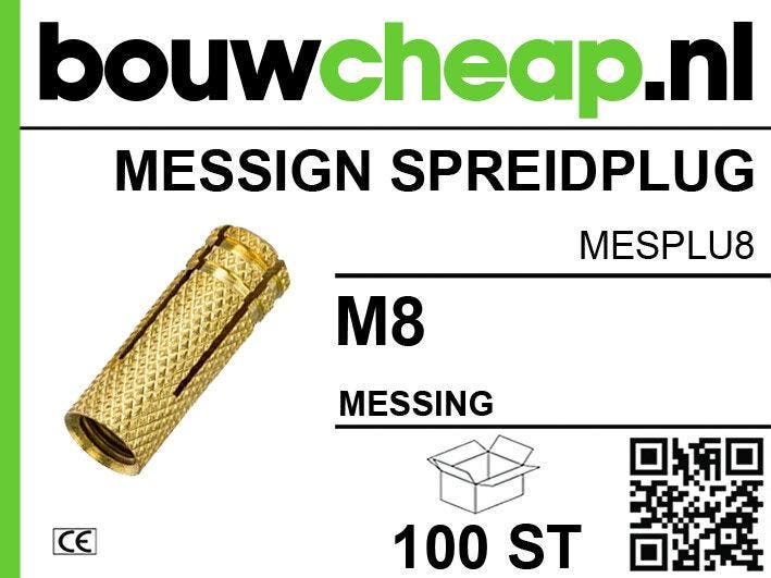 Messing spreidplug M8 (100 st.), Doe-het-zelf en Verbouw, Overige Doe-het-zelf en Verbouw, Verzenden