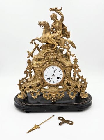 Figurale pendule - Zinklegering - 1850-1900, Antiek en Kunst