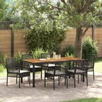 vidaXL Tuin eettafelset 7 pcs Zwart poly rattan, Tuin en Terras, Tuinsets en Loungesets, Verzenden, Nieuw, Rotan, 7 zitplaatsen