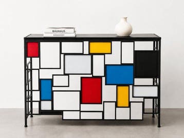 Dressoir - Metaal - Mondriaan-stijl design, Antiek en Kunst