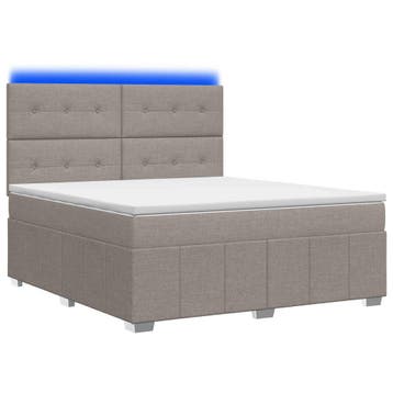 vidaXL LED Boxspring Bed met Matras Taupe 160 x 200 cm Stof, Huis en Inrichting, Slaapkamer | Bedden, Verzenden, Nieuw, Stof
