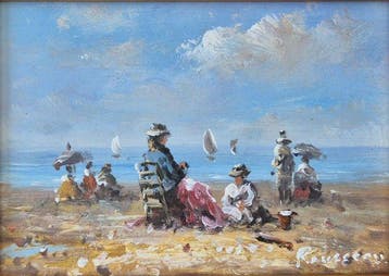 Camille Rousseau (1949) - Dimanche en Normandie, Deauville, Antiek en Kunst, Kunst | Schilderijen | Klassiek