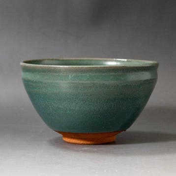 Oribe-chawan met groen glazuur - Keramiek - Kato Senki