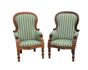 Een paar Louis Philippe fauteuils, Frankrijk, ca. 1890, Gebruikt