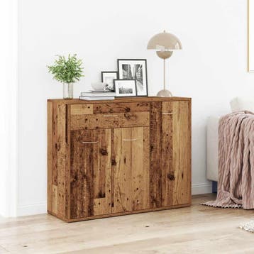 vidaXL Dressoir 88x30x70 cm spaanplaat oud hout, Verzenden, Nieuw, Overige houtsoorten, Minder dan 50 cm