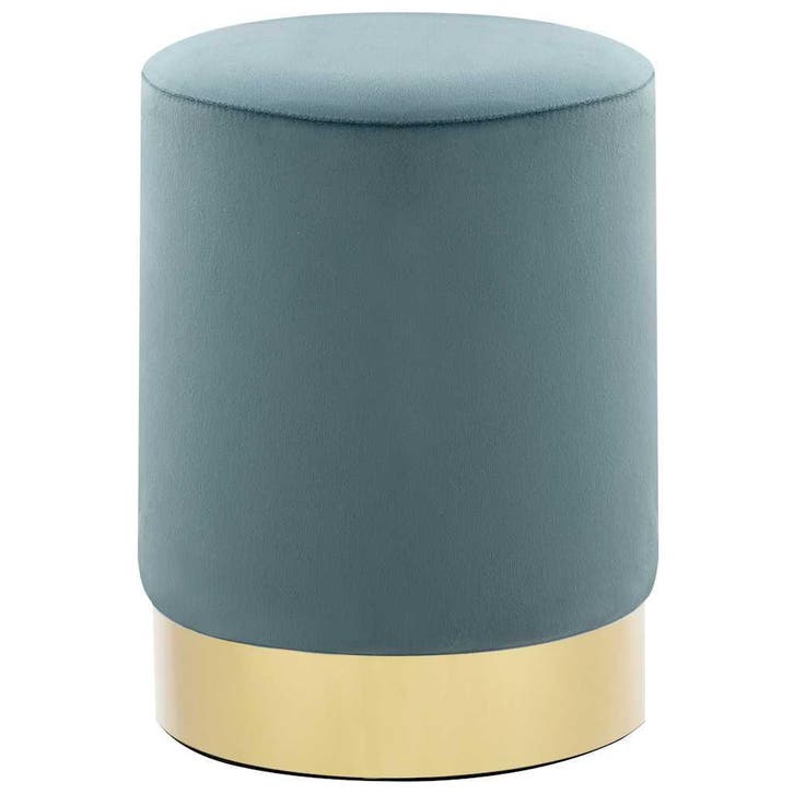 vidaXL Kruk fluweel 28 x 36 cm lichtblauw en goudkleurig, Huis en Inrichting, Stoelen, Blauw, Nieuw, Verzenden