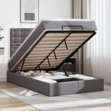 vidaXL Ottoman bed met matras en LEDs 120x190 cm kunstleer, Overige materialen, Verzenden, Nieuw, 190 cm of minder