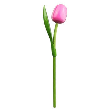 Houten tulp op steel 34 cm Pink white, Ophalen of Verzenden, Nieuw