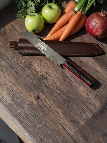 Hypnotics Waves - Keukenmes - Nakiri bch - Lederen schede, Antiek en Kunst