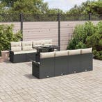 vidaXL Tuin Sofa Set met kussen 9 pcs Zwart Poly riet, Verzenden, Nieuw, Rotan, Meer dan 8 zitplaatsen