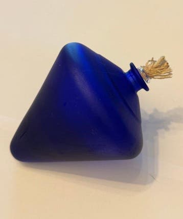 Holmegaard - Petroleumlamp - kobaltblauw glas - Kerosinelamp