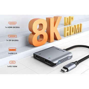 Cabletime – 4 in 1 USB-C Hub adapter – 8K – HDMI – DP, Laptop, Nieuw, Ophalen of Verzenden, Cabletime