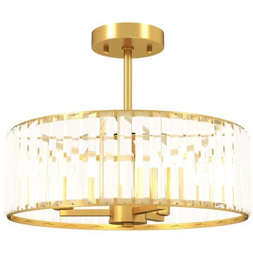 TRUUSK Kroonluchter Plafondlamp - Kristallen Scherm - 3 Gloe, Verzenden, Nieuw