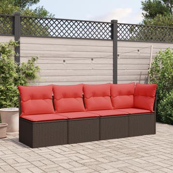 vidaXL | Tuin Sofa | met kussen Bruin 227 x 62 x 69 cm poly, Verzenden, Nieuw