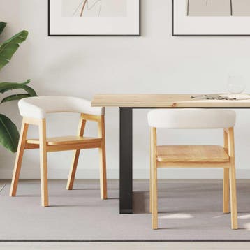 vidaXL Eettafelstoelen 2 st Massief Rubberhout Naturel 54 x, Verzenden, Nieuw, Bruin