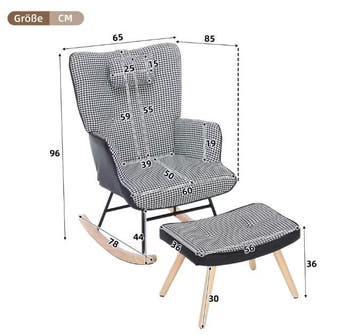 Schommelstoel met Voetensteun Zwart Wit Geruit – Ergonomisch, Huis en Inrichting, Stoelen, Verzenden, Nieuw