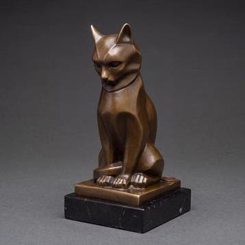 Beeld, Prachtig bronzen sculptuur van een kat (Zonder, Antiek en Kunst, Kunst | Designobjecten