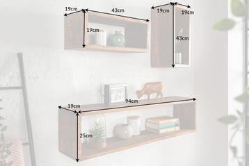 Stevige wandplank set van 3 HEMINGWAY 94cm bruin gemaakt van, Ophalen of Verzenden, Nieuw