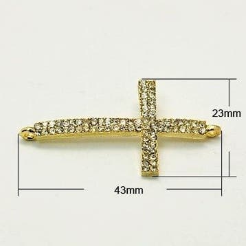 Schitterende Kruis tussenzetsel met strass goudkleur 23 x..., Ophalen of Verzenden, Nieuw, Tussenstuk of Tussenkraal