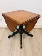 Bijzettafel - Antieke Biedermeier uit 19e eeuw inklap tafel