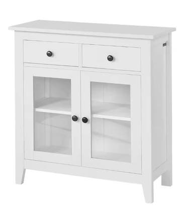 Wit Dressoir met Lades en Glazen Deuren – 80 cm Breed, Verzenden, Nieuw