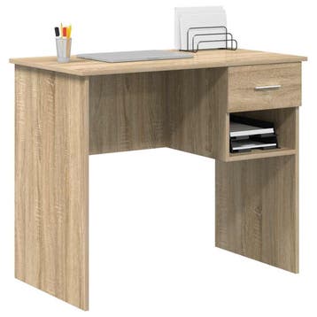 vidaXL Bureau met lade Sonoma Eiken 90 x 49 x 75 cm Bewerkt, Verzenden, Nieuw