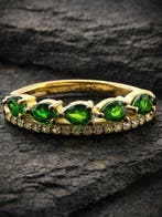 Zilver, Peervormige Chrome Diopside Ring - 925