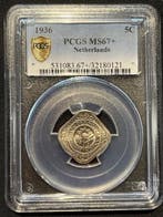 Koningin Wilhelmina 5 cent 1936 MS67+ PCGS gecertificeerd, Postzegels en Munten, Munten | Nederland, Verzenden, Koningin Wilhelmina
