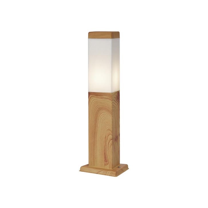 Moderne staande buitenlamp staal met hout print 45cm IP44 -, Tuin en Terras, Buitenverlichting, Nieuw, Aluminium, Verzenden