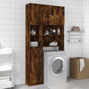 vidaXL Badkamerkast 32x25,5x190 cm bewerkt hout gerookt, Huis en Inrichting, Badkamer | Badkamermeubels, Verzenden, Nieuw, (Half)hoge kast
