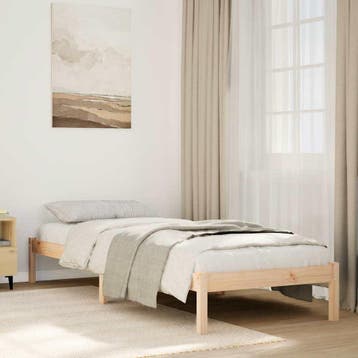 vidaXL Bedframe extra lang zonder matras massief grenenhout, Huis en Inrichting, Slaapkamer | Bedden, Eenpersoons, Bruin, Verzenden