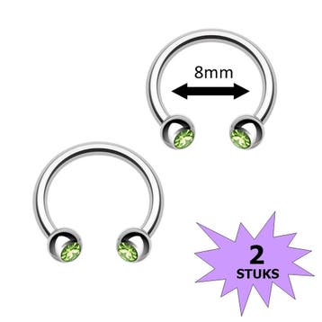 Fako Bijoux - Circular Barbell Piercing - Hoefijzer Kristal, Verzenden, Nieuw