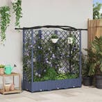 vidaXL Verhoogd Bed met Trellis en Dak Grijs 163 x 40 x 126, Verzenden, Nieuw, Minder dan 60 cm, 60 cm of meer