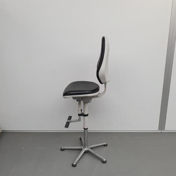 Hoge werkstoel BIMOS - zwart leder, Ophalen of Verzenden