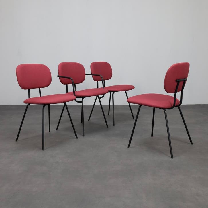 4x Pi eetkamerstoel van Richard Hutten voor Puik Design, Huis en Inrichting, Stoelen, Rood, Zo goed als nieuw, Ophalen of Verzenden