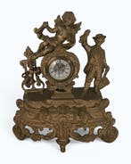 Klok - gegoten tin / aluminium - 1930-1940
