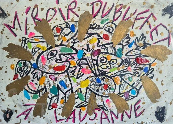 Bruno Donzelli (1941) - Miroir Dubuffet à Lausanne, Antiek en Kunst, Kunst | Schilderijen | Modern