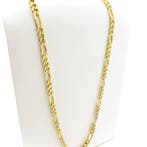 Lange gouden Figaro schakelketting, Sieraden, Tassen en Uiterlijk, Kettingen, Ophalen of Verzenden, Gebruikt, Overige kleuren