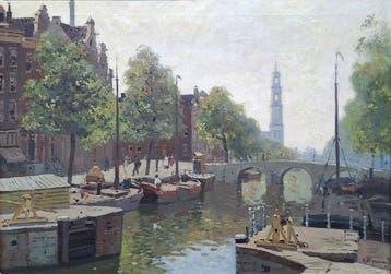 Herman Bogman jr. (1890-1975) - Stadsgezicht Amsterdam met, Antiek en Kunst