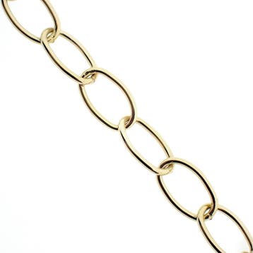 Gouden schakelketting met Amethist, Aquamarijn en Citrien., Gebruikt, Ophalen of Verzenden, Met edelsteen, Goud