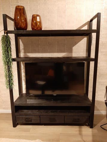 TV-meubel Newhaven - zwart - 150cm **SHOWROOMMODEL**, Nieuw