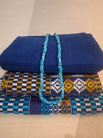 Ghana geweven Ashanti kente, Trouwjurk, Blauw, Nieuw, Ophalen of Verzenden