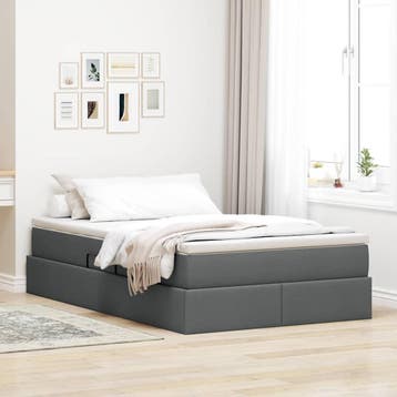 vidaXL Opslag bed met matras Donkergrijs 120 x 200 cm, Verzenden, Nieuw, Twijfelaar, Grijs