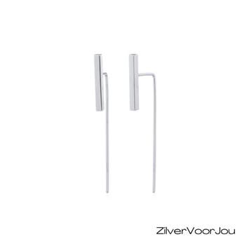 925 Zilveren staaf doorhaal oorbellen, Verzenden, Nieuw, Zilver