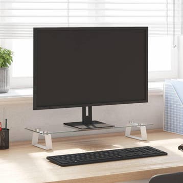 vidaXL Monitorstandaard 60x20x8 cm gehard glas en metaal wit, Verzenden, Nieuw