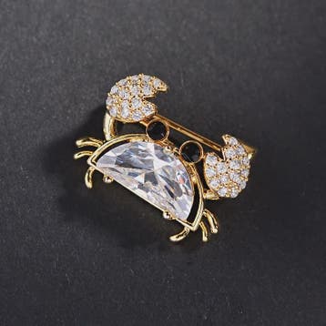 Unieke Krab Broche met Gekleurde Zirkonia - Stijlvol Dames A