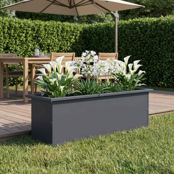 vidaXL Plantenbak met led Antraciet 30 x 100 x 30 cm Staal, 100 cm of meer, Verzenden, Nieuw, Metaal