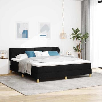 vidaXL Boxspringbed met hoofdeinde Zwart 180 x 200 cm Stof, Huis en Inrichting, Slaapkamer | Bedden, Verzenden, Nieuw, Zwart, Stof