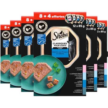6x Sheba Kattenvoer Nat Classic Paté Vis Selectie Multipa.., Dieren en Toebehoren, Dierenvoeding, Verzenden, Kat